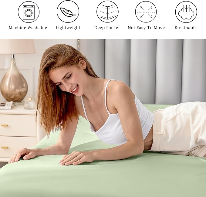 FreshCulture Pure Cotton Fitted Sheets Twin XL Size, 300 Thread Count Percale - Image 5