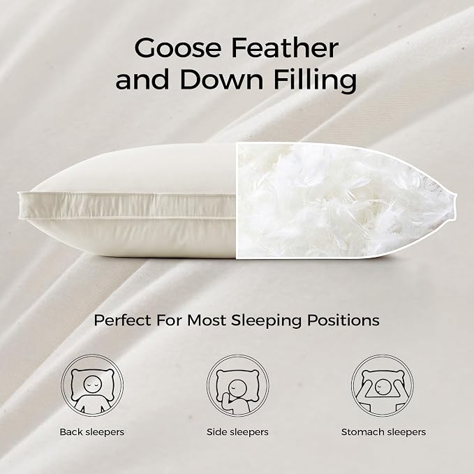 puredown® Gusseted Goose Feather Down Pillows, 100% Organic Cotton Cover - Image 2