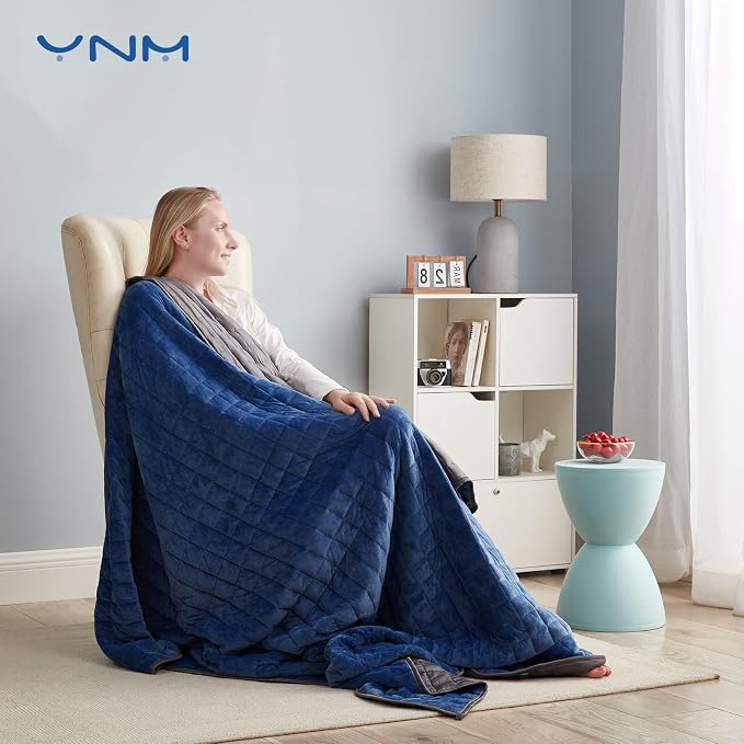 YnM Weighted Blanket, Cooling Rayon & Cozy Velvet, Smallest Compartments - Image 5