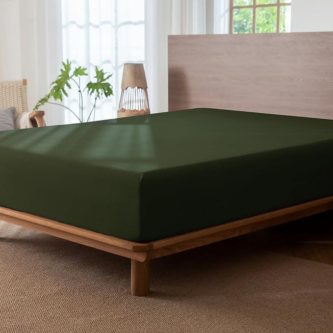 MooMee Fitted Bottom Sheet Only 100% Washed Cotton Linen Like Textured - Image 3