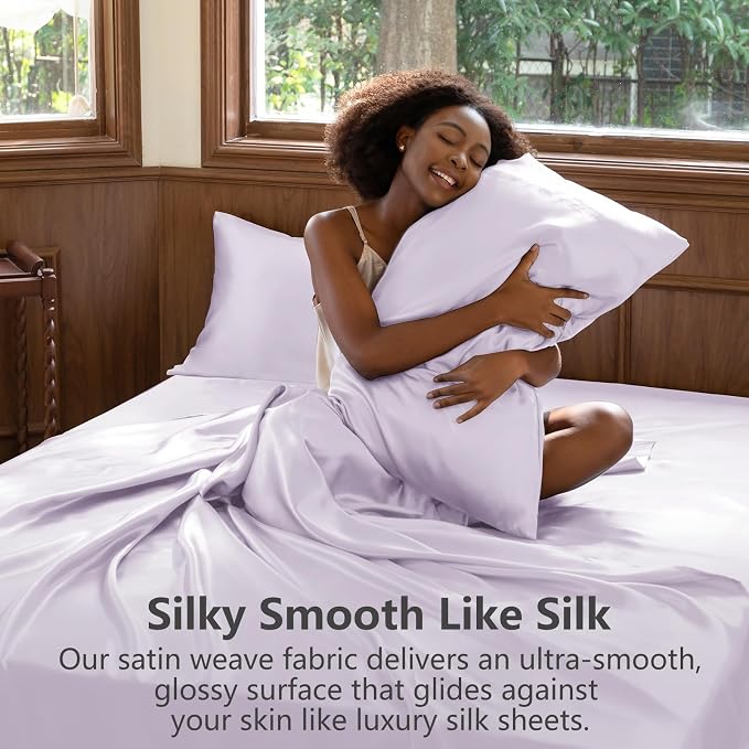 CozyLux Satin Sheets Queen Size Bed Set - Image 3