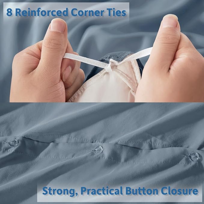 Nestl Stone Blue Duvet Cover King Size - Image 4