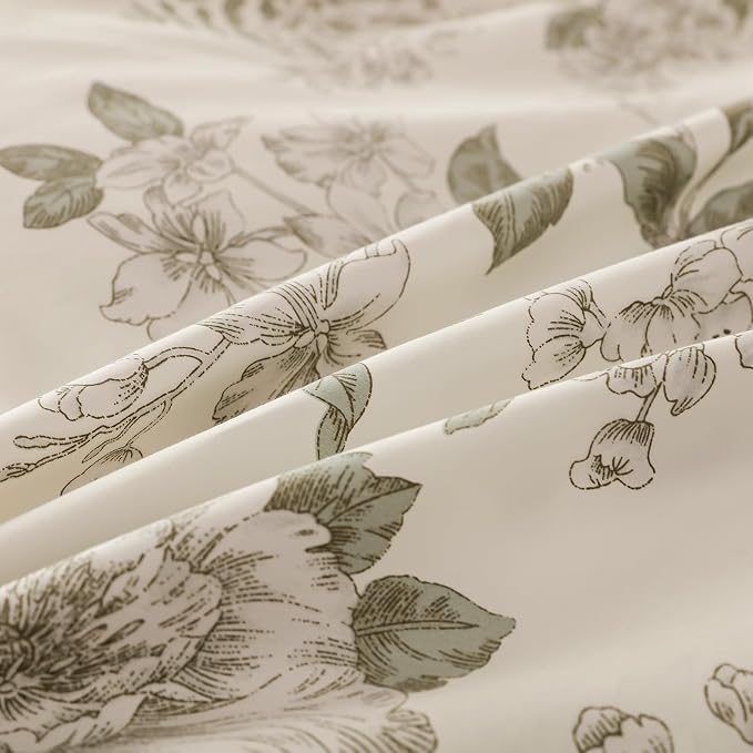 OAITE Duvet Cover Set Queen Size Floral Pattern 600 Thread Count Ultra Soft - Image 6
