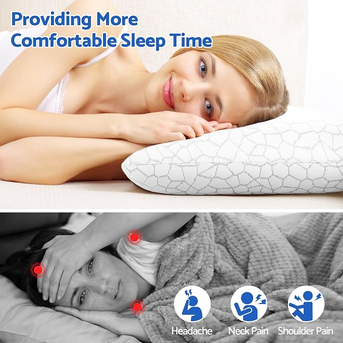 CushZone Memory Foam Pillows for Sleeping, Bed Pillow - Image 6