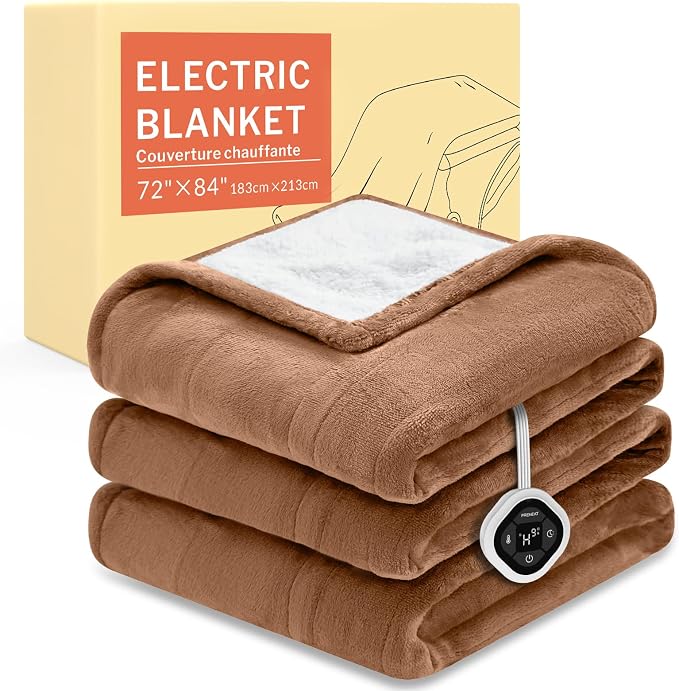 HOMLYNS LuxeHeat Heated Blanket Electric Blanket Full Size, Soft Flannel Sherpa by HOMLYNS