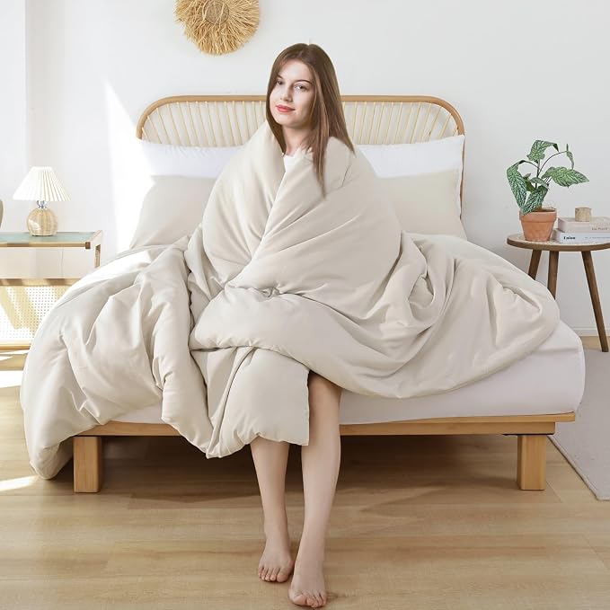 ROSGONIA Beige Twin/Twin XL Comforter Set - Image 2