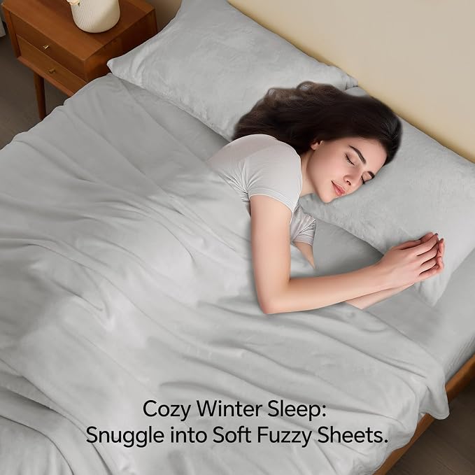 BEDELITE Flannel Sheets Twin Size Light Grey - Image 3