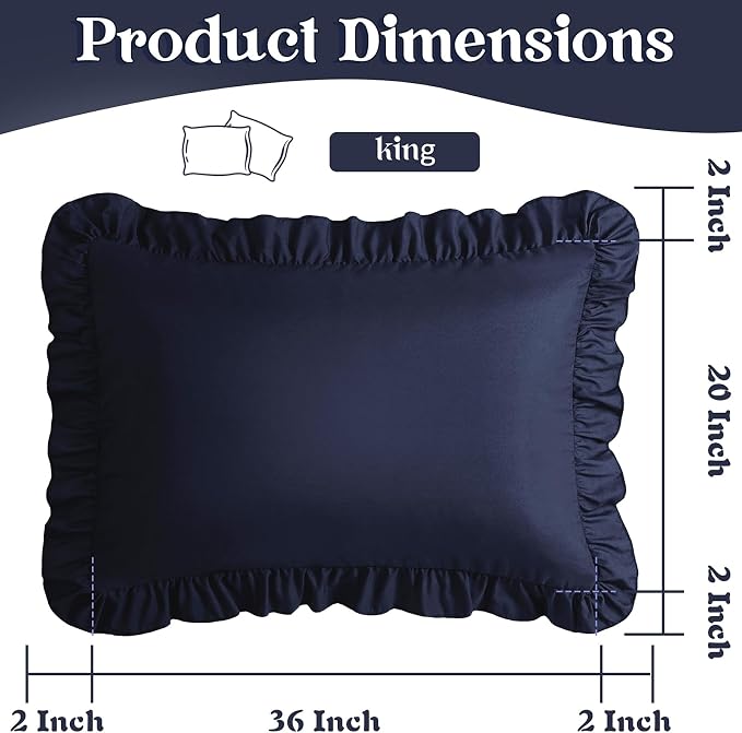 KKJIAF Ruffle Pillow Cases King Size Set of 2, Ruffled Pillow Covers - Image 3