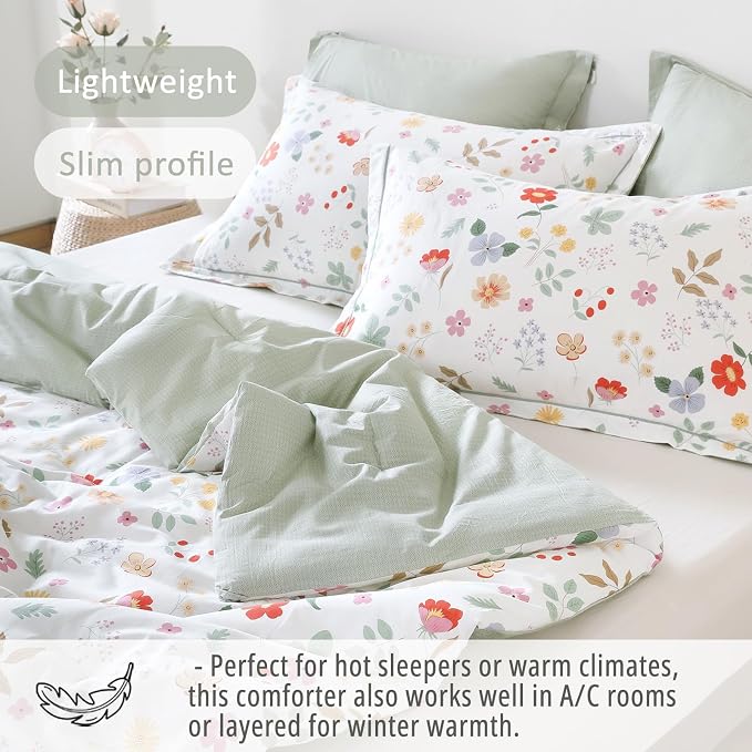 LEMIROE Botanical Cotton Comforter Twin Size 2Pcs - Image 4