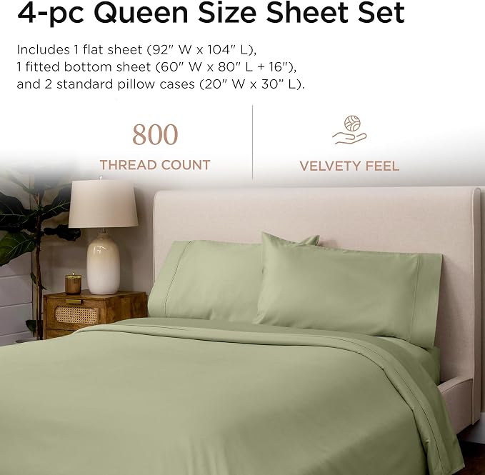 Threadmill Luxury 800 Thread Count Queen 100% Cotton Sheets - Image 2