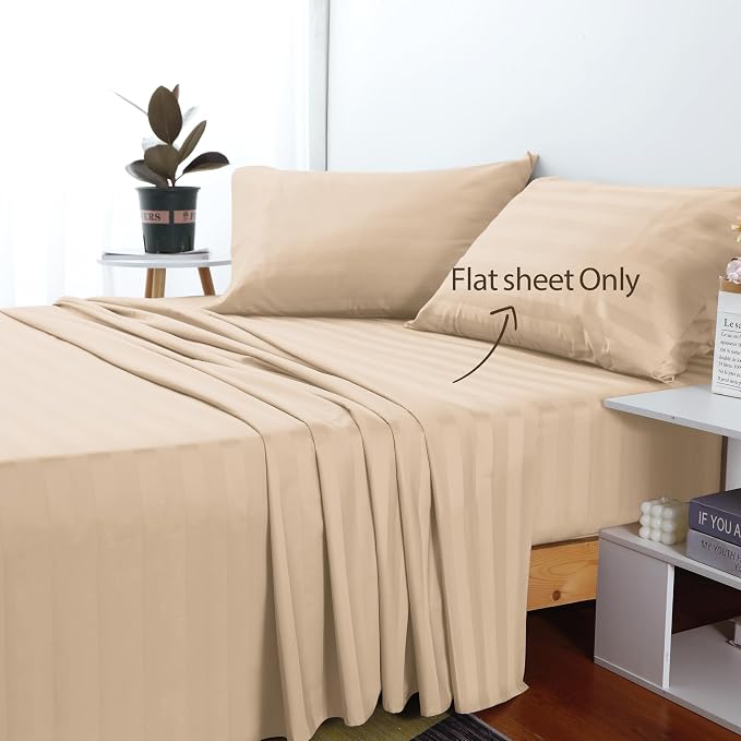 Cotton Full Flat Sheet Only, 600 Thread Count 100% Egyptian Cotton Top Sheet - Image 2