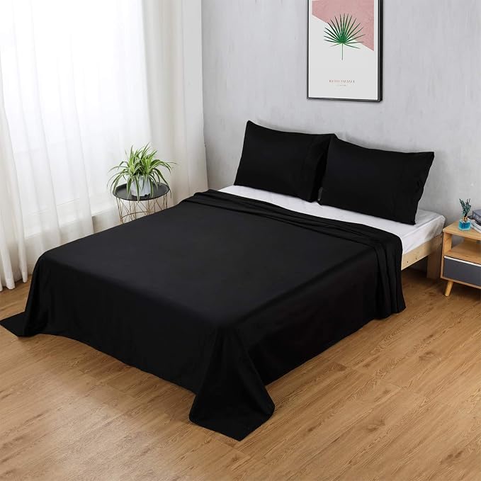 Flat Sheet Only Queen Size, 400 TC 100% Egyptian Cotton Flat Sheet Black Cotton - Image 2