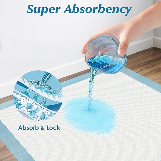 100 Count 22” x 22” Super Absorbency Disposable Underpads, Leakproof Quick - Image 3