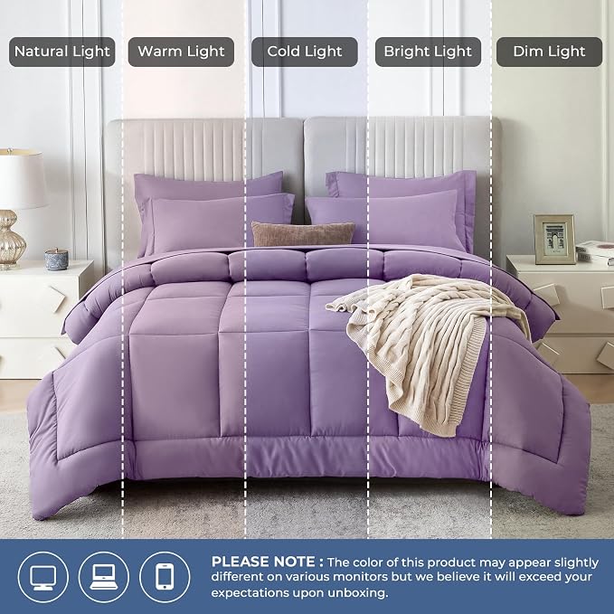 Sasttie Full Size Comforter Sets, 7 Pieces Bed in a Bag Full, Complete Bedding - Image 7