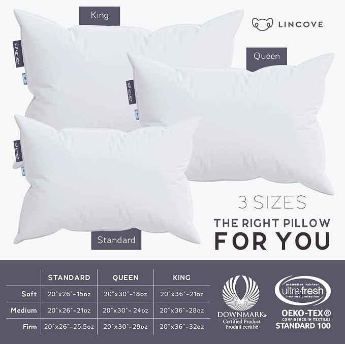 Lincove Cloud Natural Canadian Down Pillow, 500 Thread Count Cotton Shell - Image 5