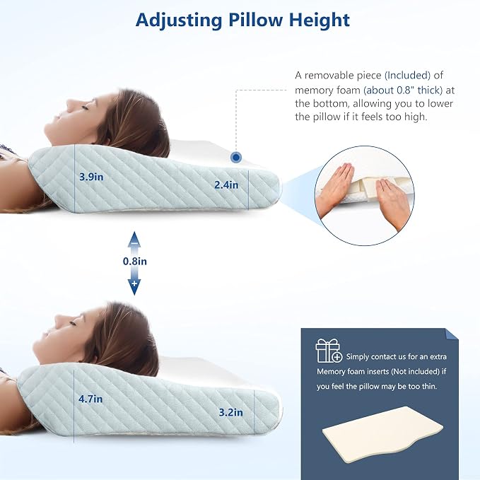 ZAMAT Memory Foam Pillow for Neck Pain Relief, Adjustable Ergonomic Cervical - Image 4