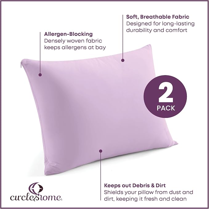 CirclesHome Pillow Protectors 2 Pack King Zippered - Image 2