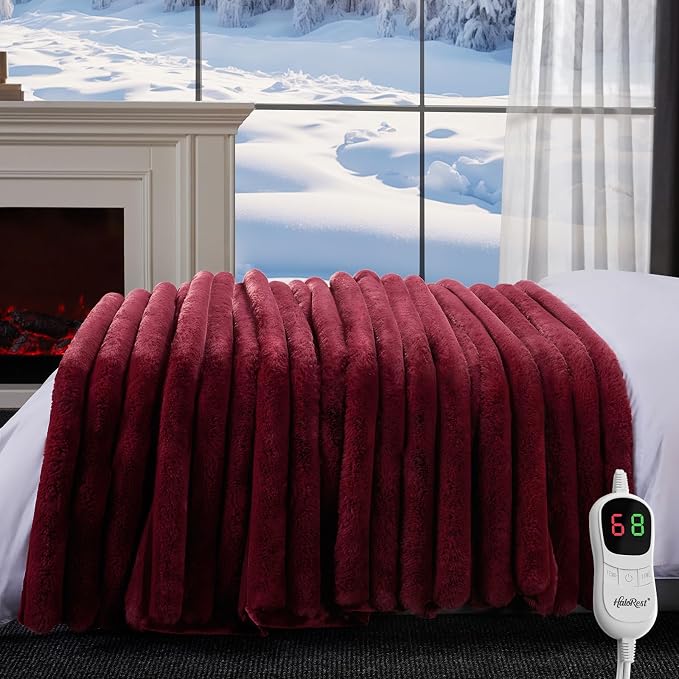 Heated Throw Blanket, Faux Fur Cozy Heating Blanket - Image 7