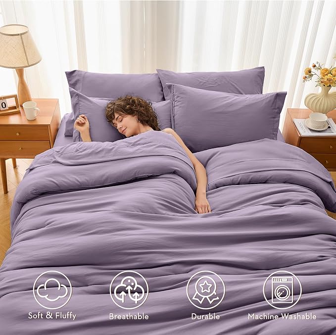 MUXHOMO 7 Pieces King Comforter Set, Soft Bed in a Bag King Size, All Season - Image 2