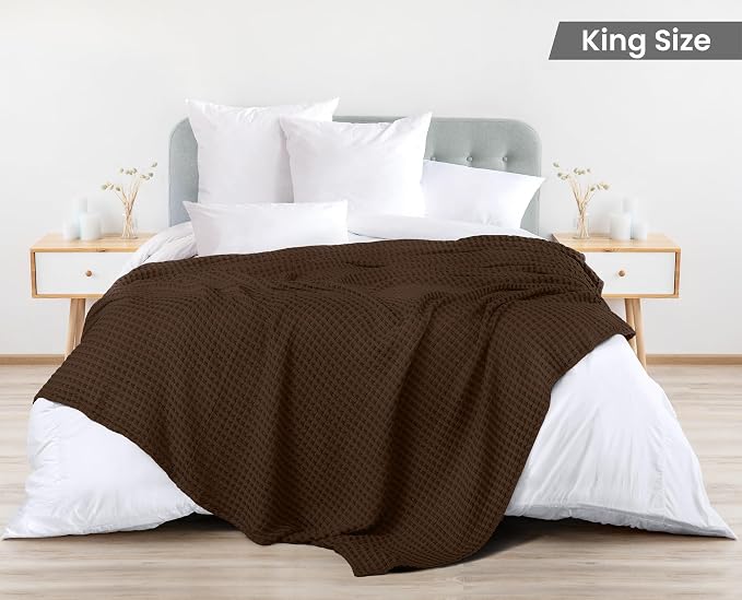Utopia Bedding 100% Cotton Waffle Weave Blanket King Size - Image 2