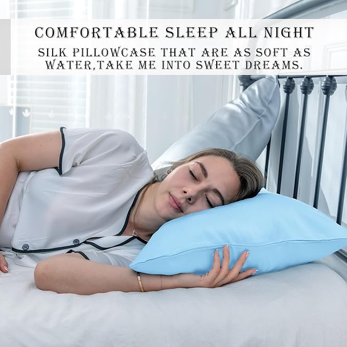 Silk Pillow Cases 2 Pack, Soft Breathable and Sliky Standard Size Pillow Cases - Image 6