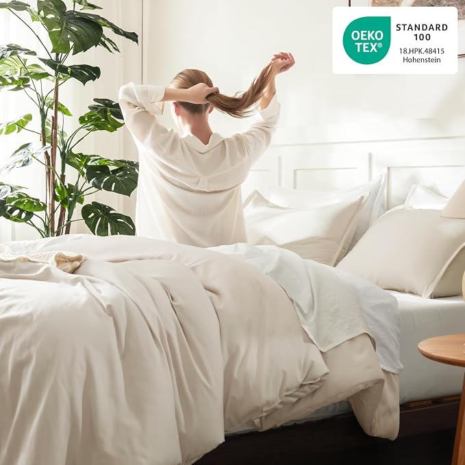 Litanika Twin/Twin XL Comforter Set Beige, 2 Pieces Lightweight Solid Bedding - Image 4