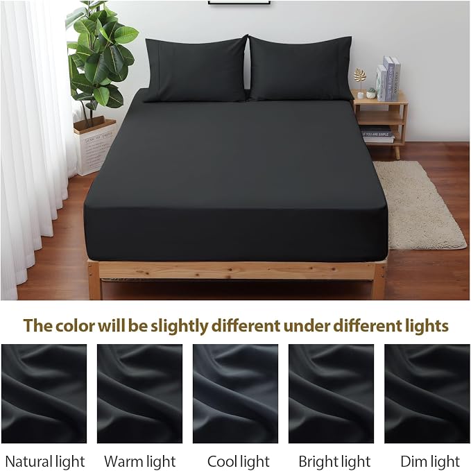 King Size Fitted Sheet Only Black, 100% Egyptian Cotton 600 Thread Count - Image 8