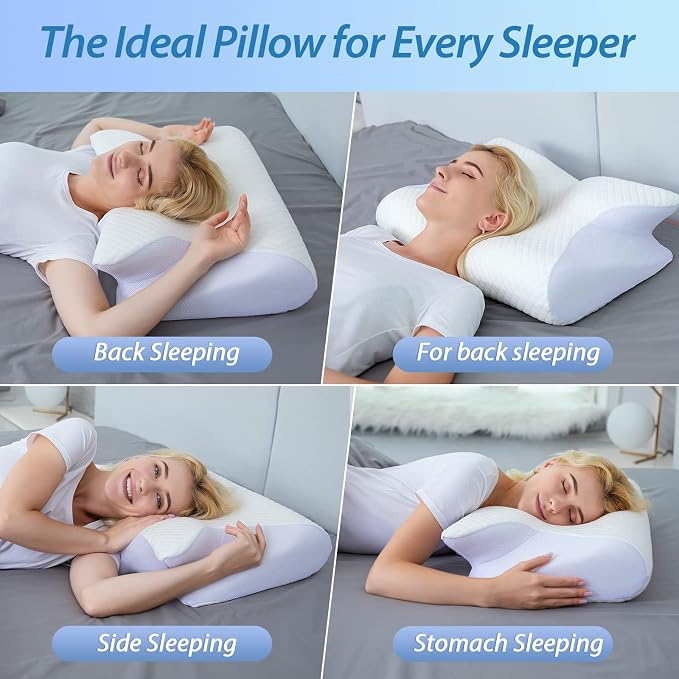 HOMCA Memory Foam Cervical Pillow, 2 in 1 Ergonomic Contour Orthopedic Pillow - Image 5