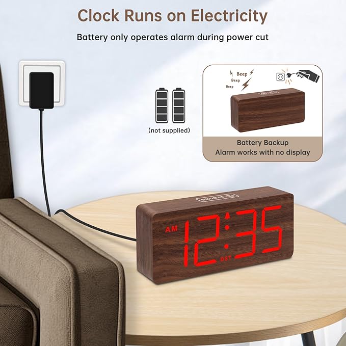 DreamSky Wooden Digital Alarm Clock - Image 2