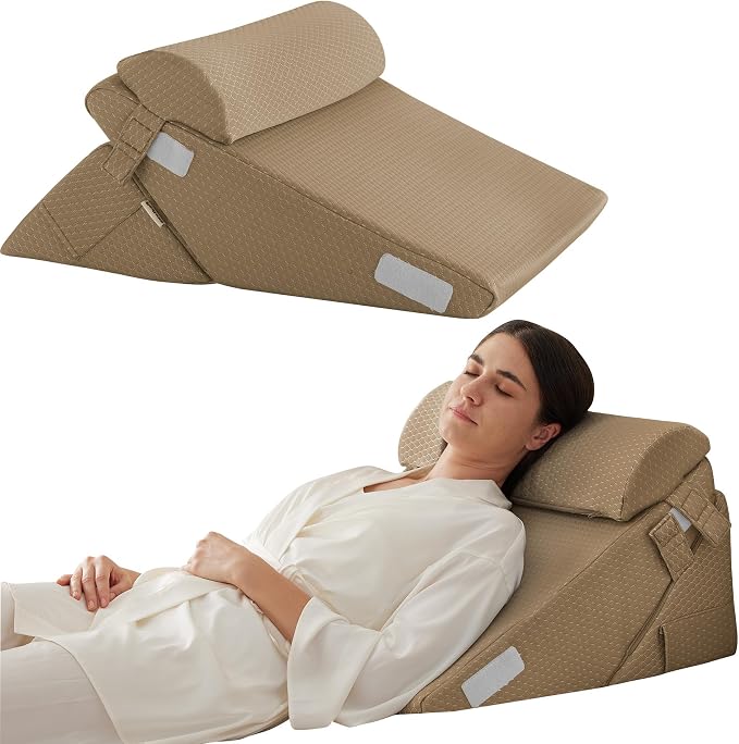 Bedluxe 3Pcs Orthopedic Bed Wedge Pillow Set, Foam Wedge Pillow Post Surgery by Bedluxe