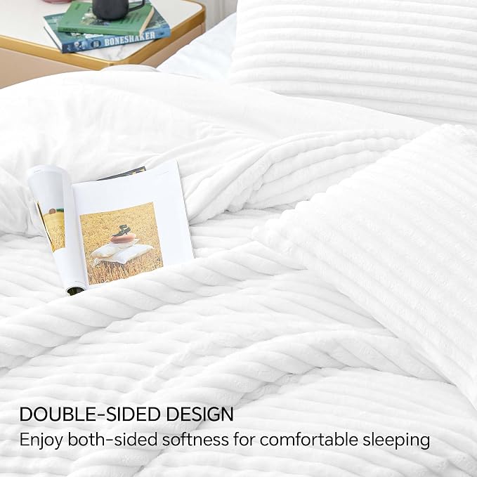 BEDELITE Fleece Oversized Queen Comforter Set -Super Soft & Warm Fluffy Bright - Image 5