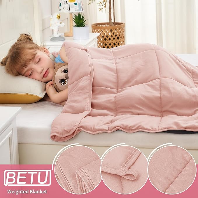 Pink Weighted Blanket Kids 10lbs, Twin Size Cooling Heavy Throw Blanket - Image 5
