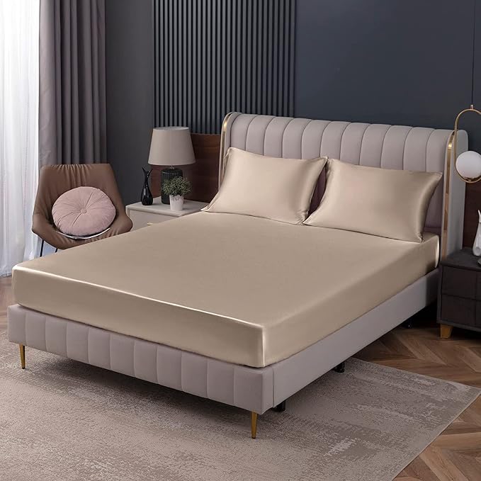 Homiest Taupe Satin Fitted Sheet by Homiest