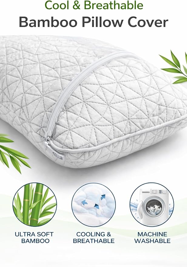 Quilted Bamboo Pillow Cover Collection – Cooling Pillow Protector - Image 5