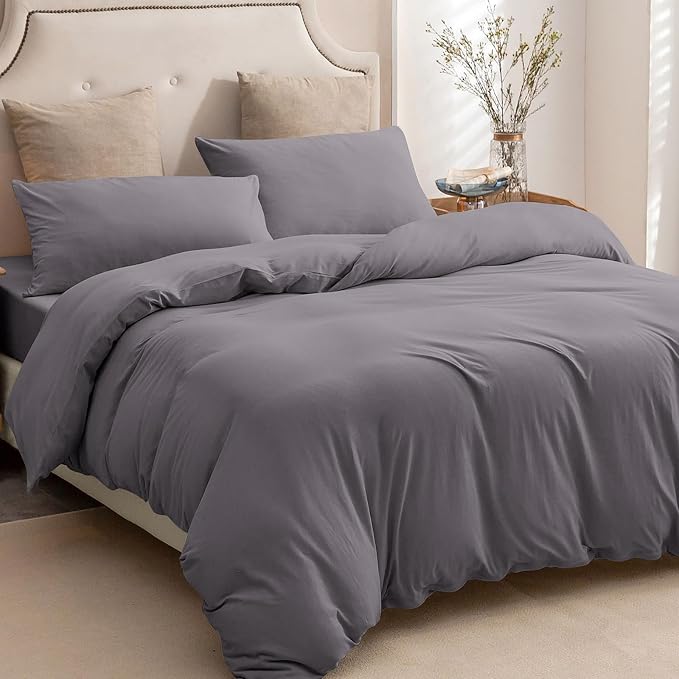 PURE ERA Jersey Knit Duvet Cover Set 100% T-Shirt Cotton Super Soft Comfy 3pc by PUREERA