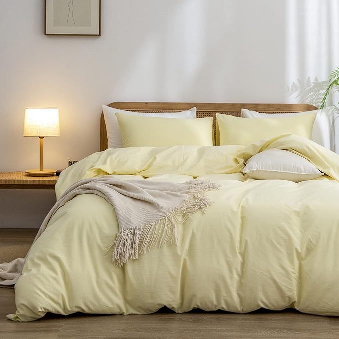 BESTOUCH Duvet Cover Set 100% Washed Cotton Linen Feel Super Soft Comfortable by BESTOUCH