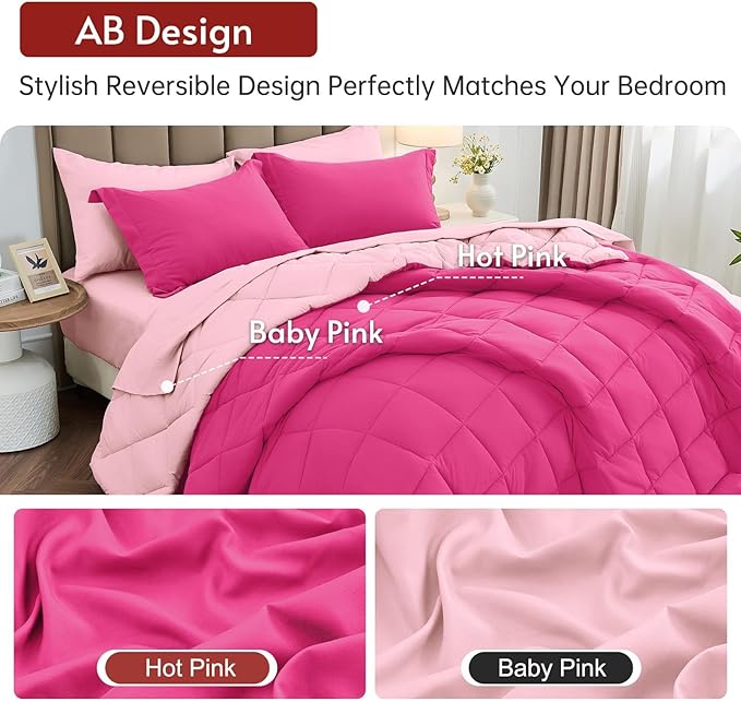 MUXHOMO 7 Pieces Full Comforter Set, Reversible Bed in a Bag Full Size - Image 3
