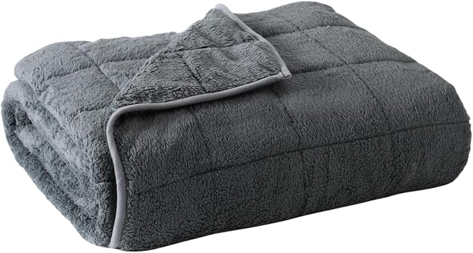 Sherpa Weighted Blanket for Adults, 15 lbs Furry Bed Blanket for Deep Sleep by Unknown