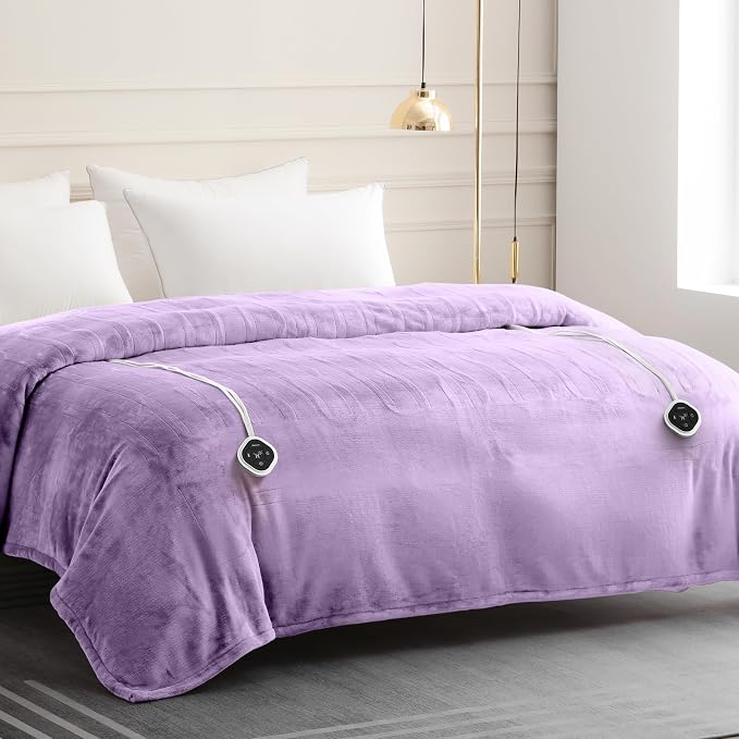 HOMLYNS LuxeHeat Heated Blanket Electric Blanket Queen Size, Soft Flannel - Image 7