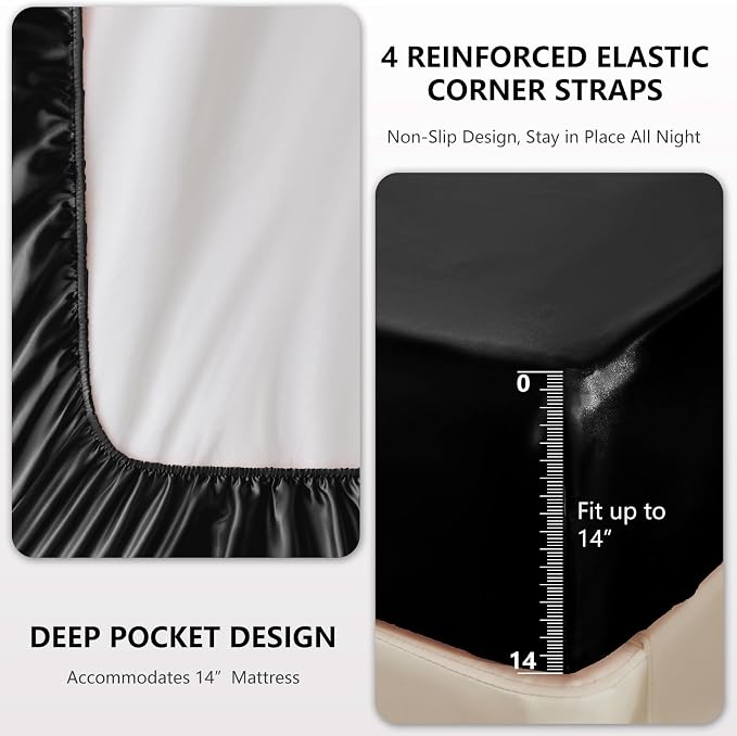 CozyLux Satin Sheets Queen Size Bed Set - Image 4