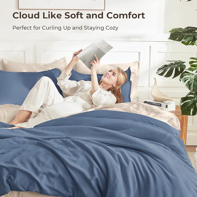 Litanika Haze Blue Oversized King Comforters Super King Size, 3 Pieces - Image 2