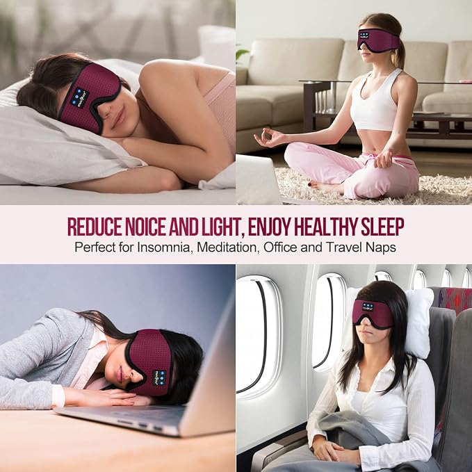 MUSICOZY Sleep Headphones Bluetooth 5.4 Headband Sleeping Eye Mask - Image 6