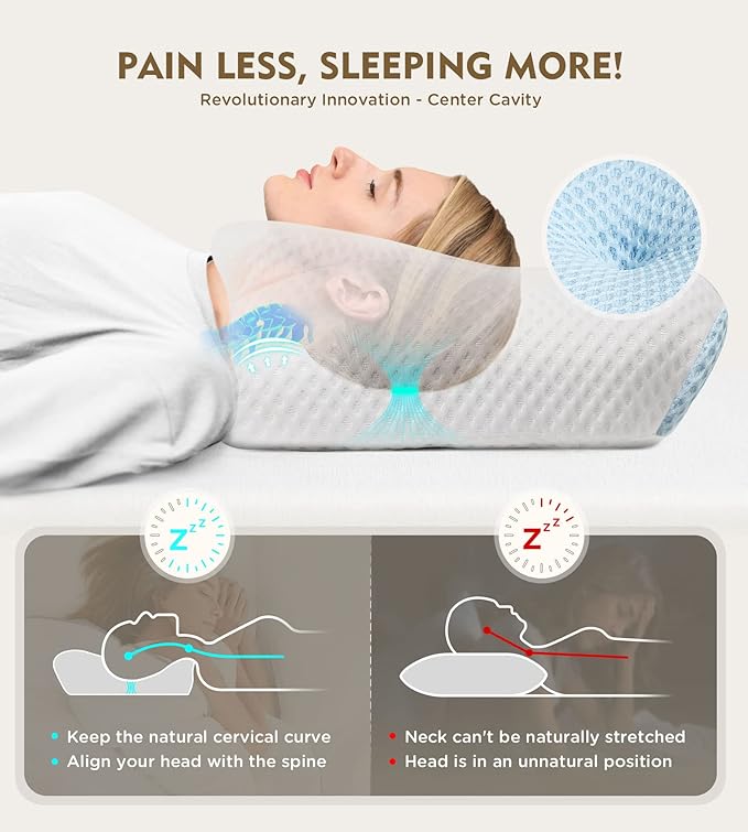 Osteo Cervical Pillow for Neck Pain Relief, Hollow Design Odorless Memory Foam - Image 2