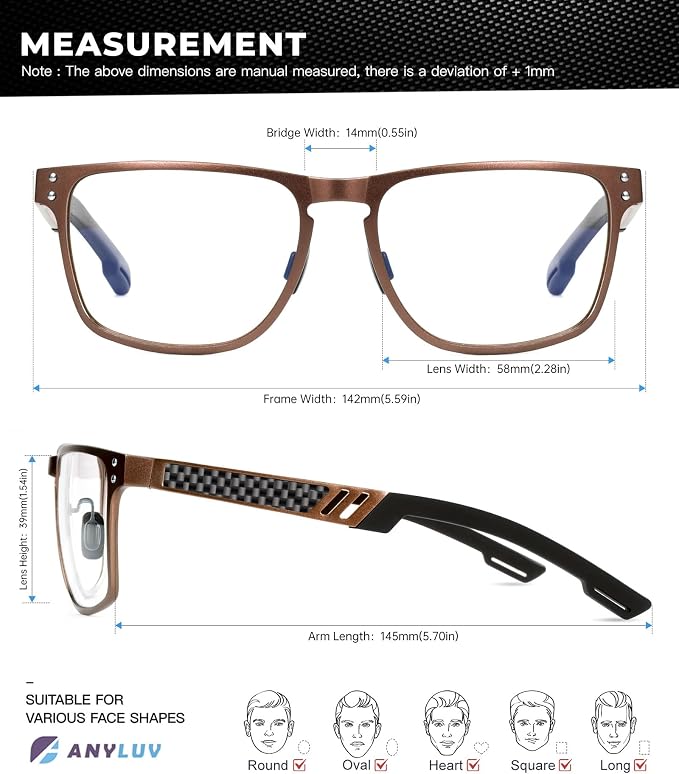 ANYLUV Blue Light Blocking Glasses Men Computer Gaming Glasses Lightweight - Image 5