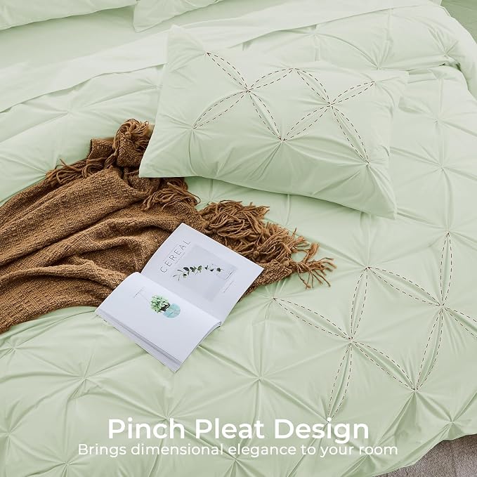 Sasttie Twin Comforter Set, 5-Piece Bed in a Bag, Pintuck Bedding Sets - Image 4