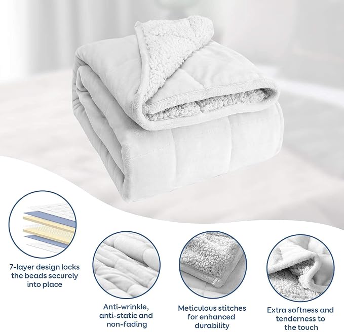 Weighted Blanket 20lbs, Flannel Cozy Plush Blankets, Fuzzy Flannel Bedding - Image 4