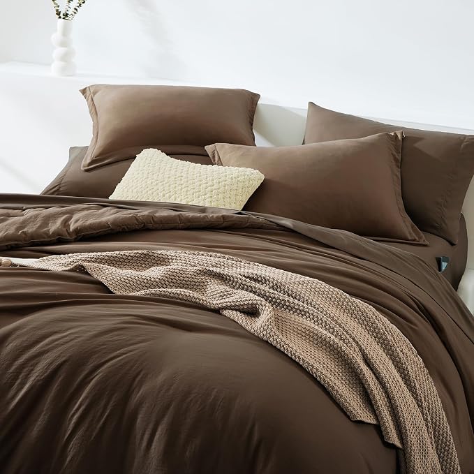 WRENSONGE Full Size Comforter Sets, 7 Pieces Chocolate Brown Bed in a Bag - Image 4