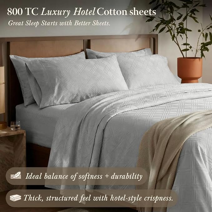 Threadmill Queen Sheet Set for Queen Mattresses | 800 Thread Count Jacquard - Image 2