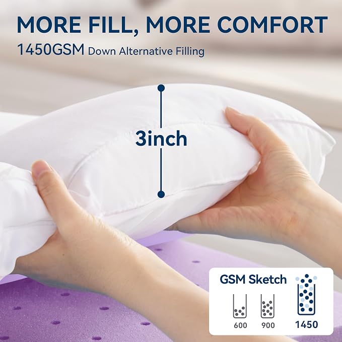 BDEUS Dual Layer 5 Inch Memory Foam Mattress Topper King Size, 2 Inch Gel - Image 4