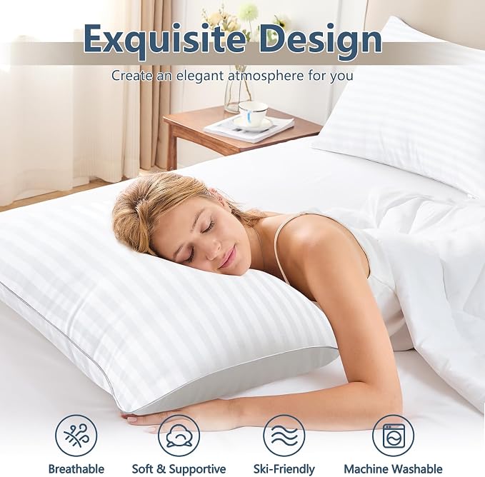 CozyLux Pillows Queen Size Set of 4, Cooling Hotel Quality Bed Pillows - Image 2